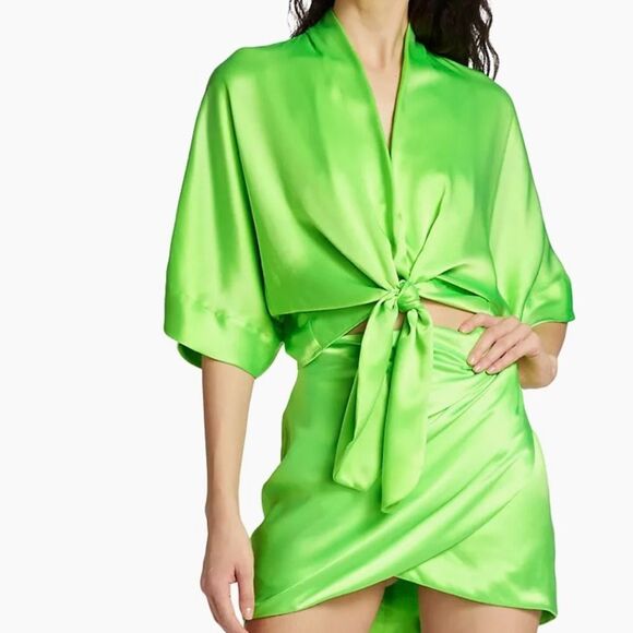 The SEl Women's Wrap Silk Miniskirt - Parakeet size 0 NWT $495 - Picture 7 of 9
